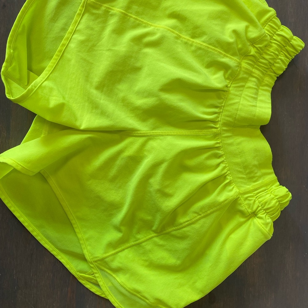 neon yellow Lululemon hotty totty shorts